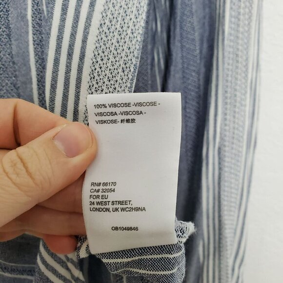 Anthropologie Maeve Womens Button Front Shirt Size L Striped Blue White Pocket - Picture 5 of 8